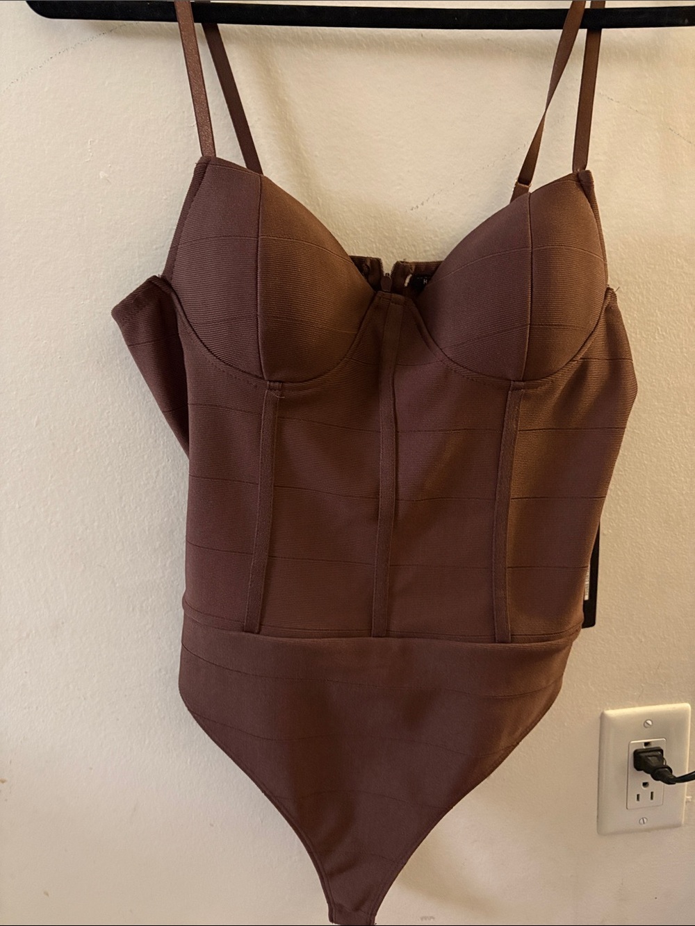Haute Monde Brown Structured Bustier Bodysuit